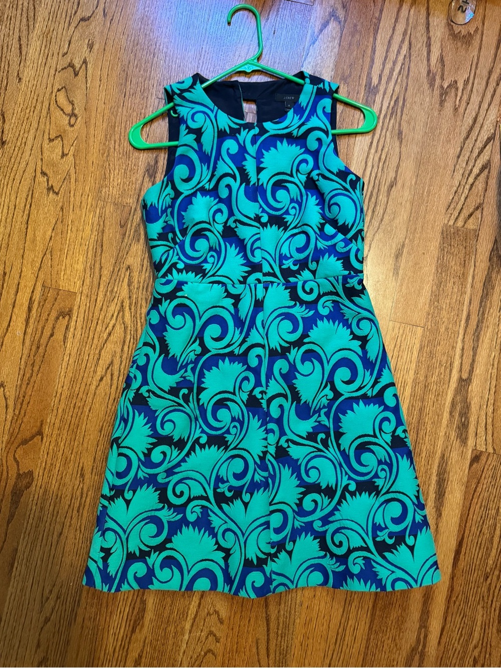 Women’s Teal and Navy Floral Fit-and-Flare Dress